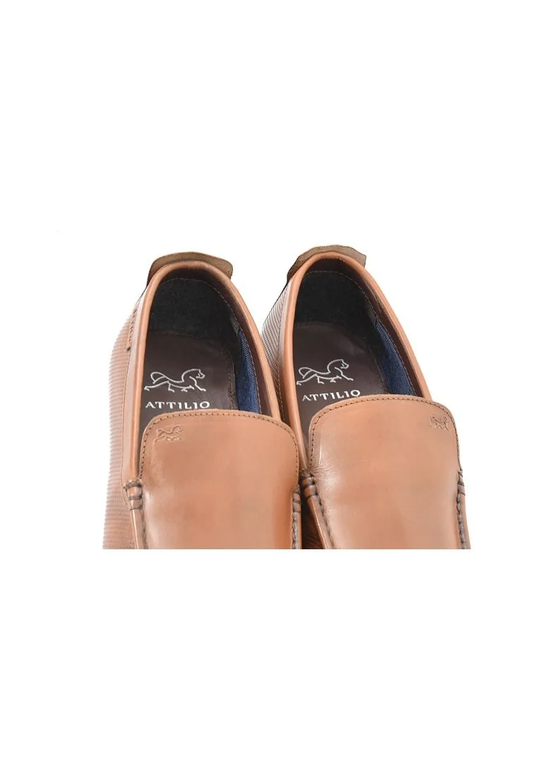 ATTILIO Men's Shoexp 3 Oxford Derby Loafer Slip On Comfort Tan Brown Leather Office Formal Party Casual Wear Premium Shoes