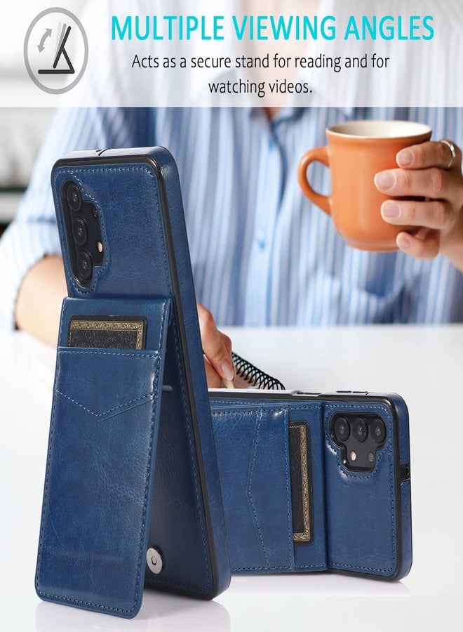 أسو ويش جراب هاتف سامسونج جالاكسي A32 5G مقاس 6.5 بوصة مع واقي شاشة من الزجاج المقوى، وحامل بطاقات ائتمان، ومحفظة، وغطاء، وحامل، وإكسسوارات جلدية للهواتف المحمولة، متوافق مع جالاكسي A32 و32A وS32 وG5 وA326U، باللون الأزرق، للرجال والنساء - Image 5