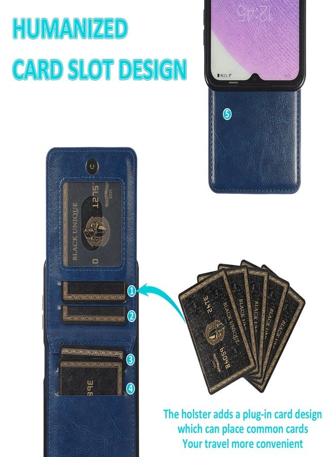 أسو ويش جراب هاتف سامسونج جالاكسي A32 5G مقاس 6.5 بوصة مع واقي شاشة من الزجاج المقوى، وحامل بطاقات ائتمان، ومحفظة، وغطاء، وحامل، وإكسسوارات جلدية للهواتف المحمولة، متوافق مع جالاكسي A32 و32A وS32 وG5 وA326U، باللون الأزرق، للرجال والنساء - Image 4