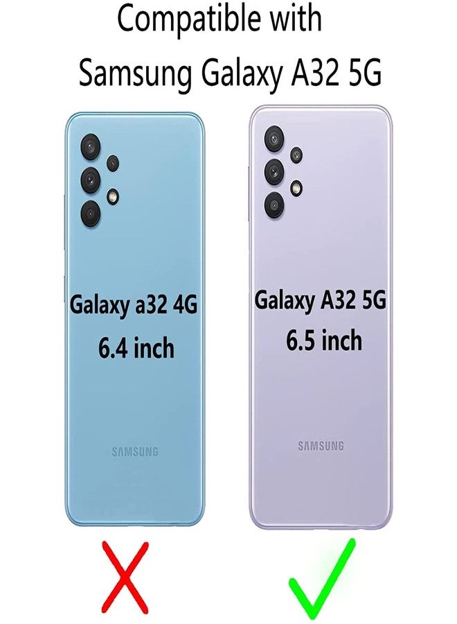 أسو ويش جراب هاتف سامسونج جالاكسي A32 5G مقاس 6.5 بوصة مع واقي شاشة من الزجاج المقوى، وحامل بطاقات ائتمان، ومحفظة، وغطاء، وحامل، وإكسسوارات جلدية للهواتف المحمولة، متوافق مع جالاكسي A32 و32A وS32 وG5 وA326U، باللون الأزرق، للرجال والنساء - Image 2