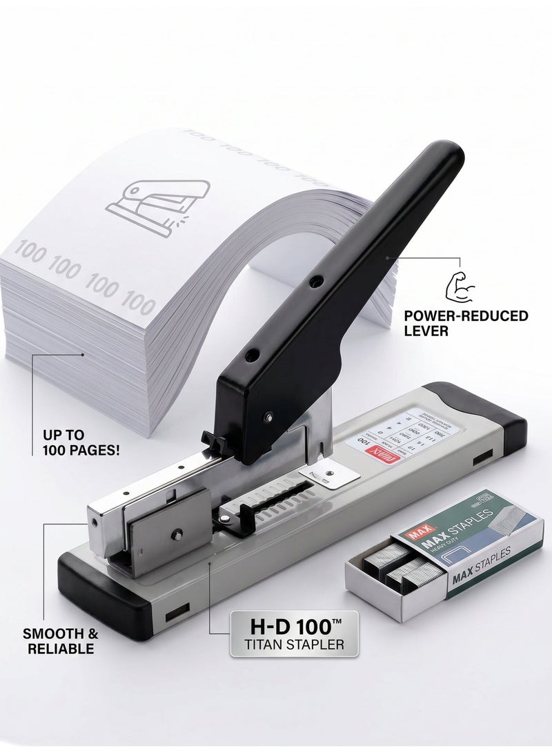 Huapuda Heavy Duty Stapler，Large size labor-saving stapler can staple 100 pages once a time (Black) - Image 1