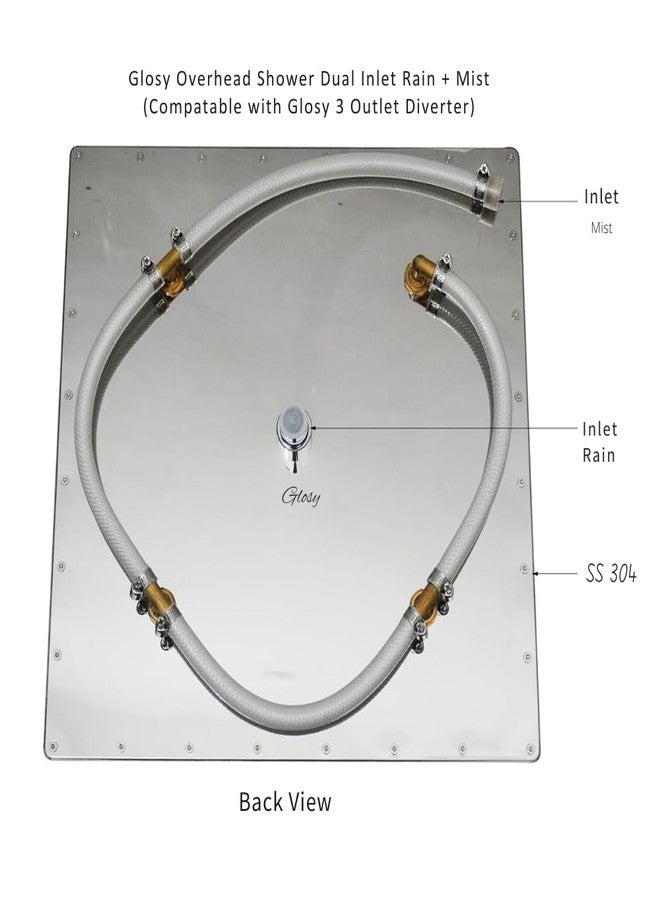 Glosy 12x12 Inch 2-Function Ceiling Shower (Rain + Mist) | SS 304 Stainless Steel | Luxury Overhead Shower - Image 5