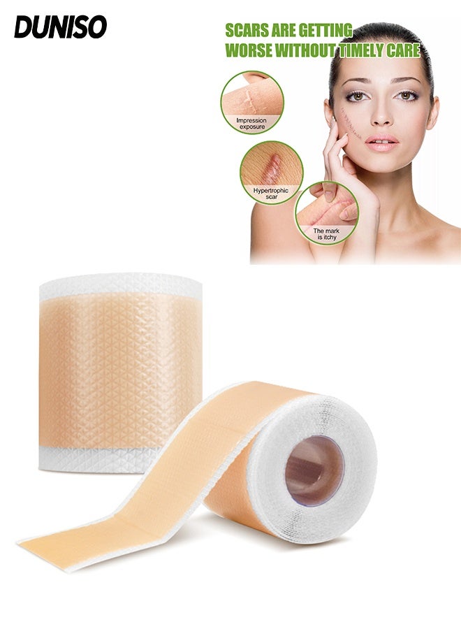 DUNISO Silicone Scar Tape,Fade Scar Sticker，Multi-Purpose Silicone Scar Sheets，Reusable，waterproof ，for Scar Repair Skin Regeneration，4cm x1.5m - Image 1