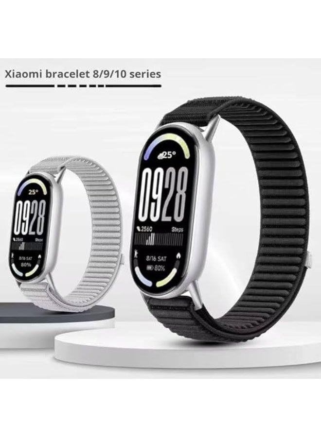 Strap For Xiaomi Mi Band 10/9/8 Magnetic Metal Buckle Sport Breathable Strap for Men Women Band Quick Release Soft Replacment Wristband For Xiaomi Smart Band 8/9/10 (Fabric Black) - Image 3