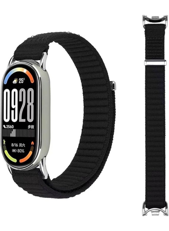 Strap For Xiaomi Mi Band 10/9/8 Magnetic Metal Buckle Sport Breathable Strap for Men Women Band Quick Release Soft Replacment Wristband For Xiaomi Smart Band 8/9/10 (Fabric Black) - Image 1
