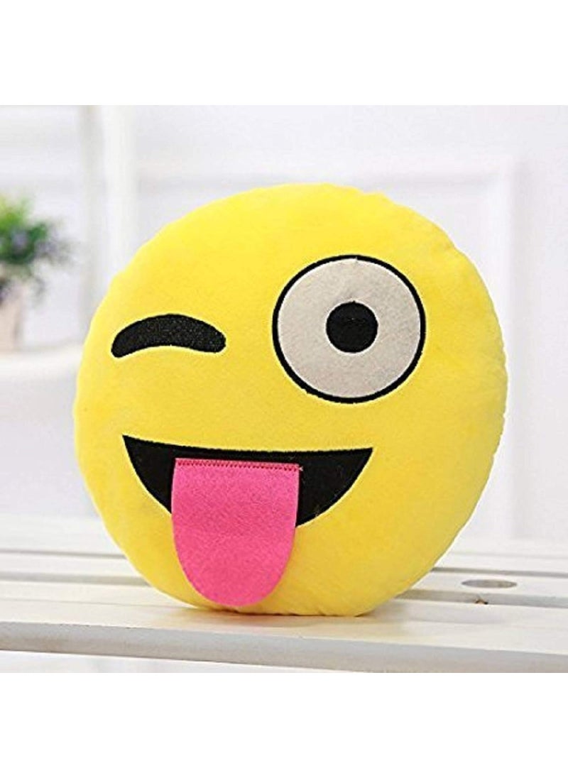 Navrudra Navrudra Plush Emoji Soft Round Wink Jibb Pillows Smiley Cushion 1 Piece 