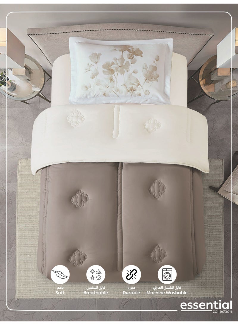 دوناتيلا طقم مفرش ريجنت قطعتين مقاس مفرد ونص 170 × 230 سم بحشوة ثابتة بيج فاتح - Image 4