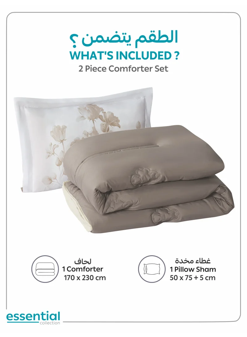 Donetella Bedding Comforter Set, Single Size 170x230 cm - 2-Pcs Digital Print Quilted Bed Set, Microfiber Fabric - 1 Comforter And  1 Pillow Sham