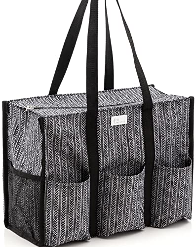 Pursetti Utility Tote with Pockets & Compartments-Perfect Nurse Tote Bag, Teacher Bag, Work Bags for Women & Craft Tote (Herringbone) - Image 1
