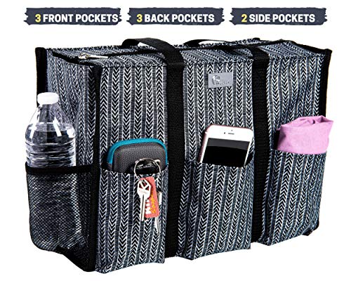 Pursetti Utility Tote with Pockets & Compartments-Perfect Nurse Tote Bag, Teacher Bag, Work Bags for Women & Craft Tote (Herringbone) - Image 3