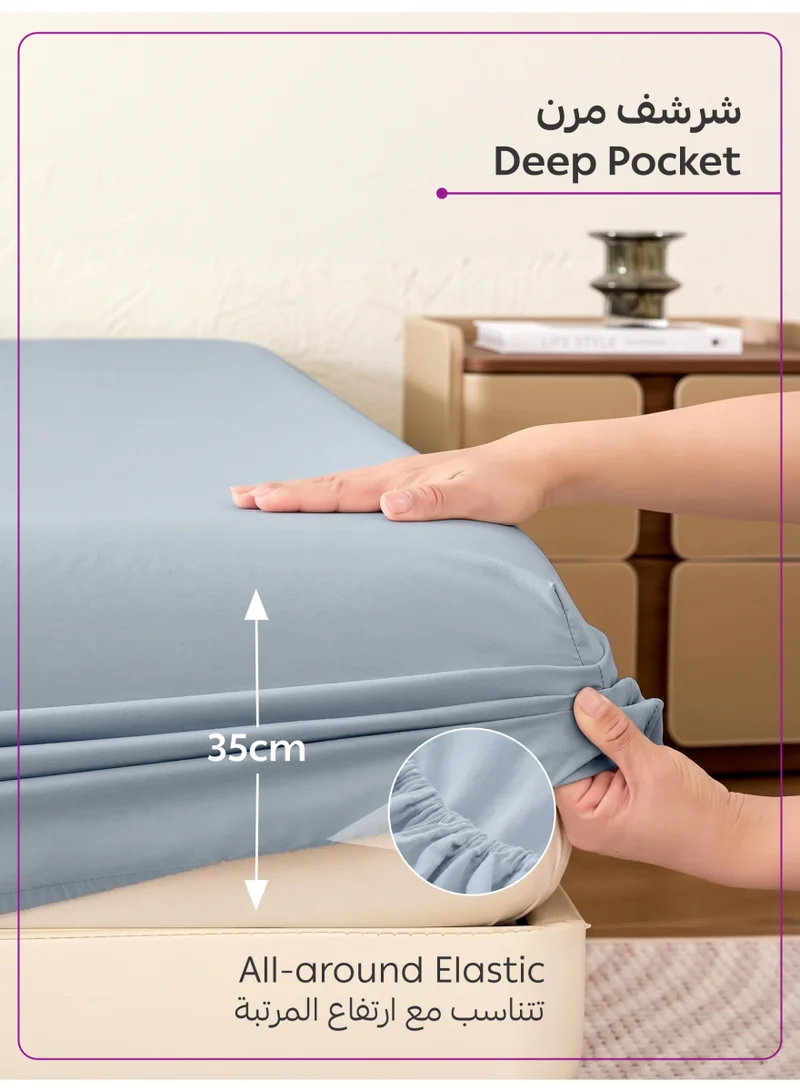Donetella 200 X 200 Cm 4-Piece Super King Bed Sheet Set – Fits 200×200+35 cm – Ultra Soft Brushed Microfiber – Extra Deep Pocket, Secure Elastic All Around – 1 Flat Sheet, 1 Fitted Sheet & 2 Pillowcases, All-Season Comfort – Wrinkle & Fade Resistant, Hypoallergenic  | Best Price UAE
