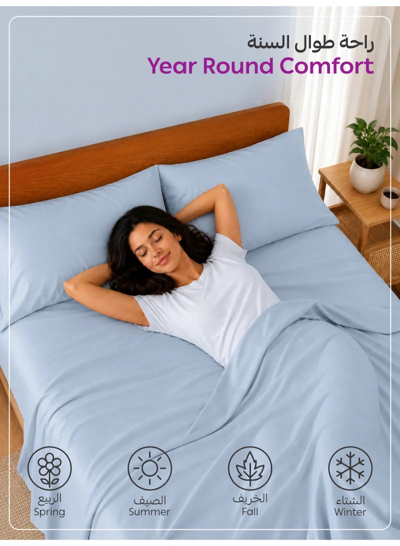 Donetella 200 X 200 Cm 4-Piece Super King Bed Sheet Set – Fits 200×200+35 cm – Ultra Soft Brushed Microfiber – Extra Deep Pocket, Secure Elastic All Around – 1 Flat Sheet, 1 Fitted Sheet & 2 Pillowcases, All-Season Comfort – Wrinkle & Fade Resistant, Hypoallergenic  | Best Price UAE