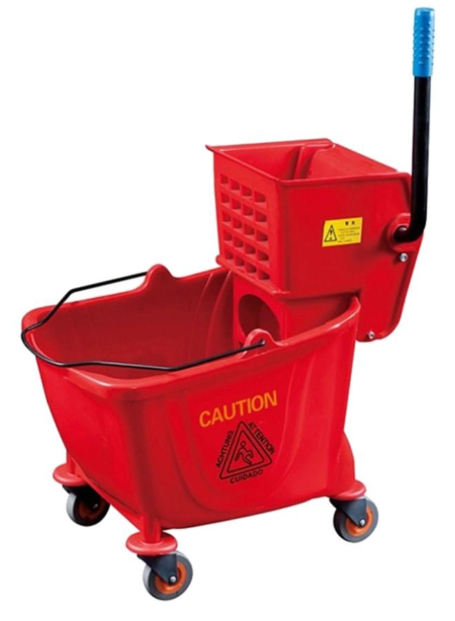 عربة تنظيف مع عصارة ممسحة مميزة 32 لتر أحمر