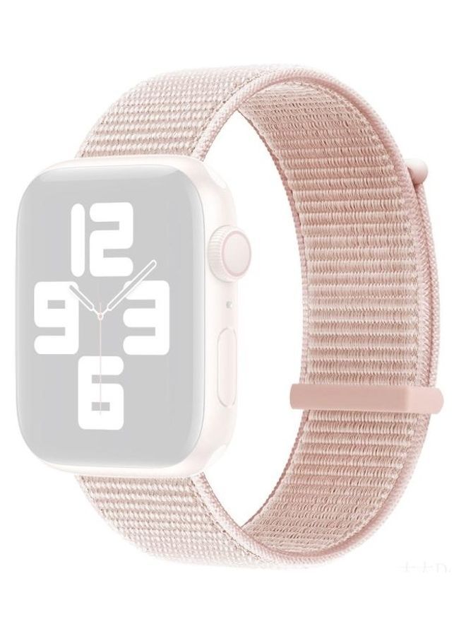 NIBEMINENT Hook and Loop Fastener Dual Section Replacement Watchband For Apple Watch Series 7/6/SE/5/4/3/2/1 38/40/41mm Pearl Pink - Image 1