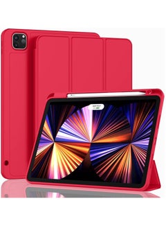 MIGOFAST IPad Pro 11 Inch Case 2024 M4 with Pencil Holder  Trifold Stand with TPU Back Shockproof Case for iPad Pro 11 2024 Support Apple Pencil Pro/USB-C Red  - Image 1