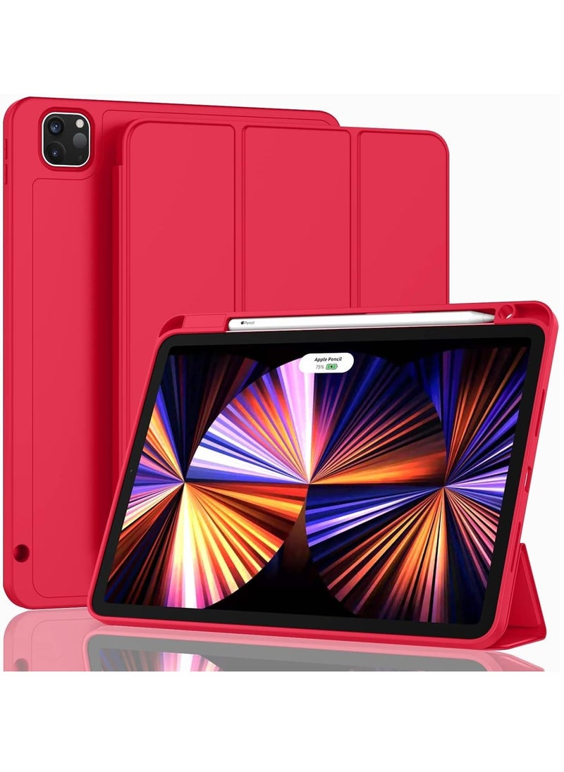 MIGOFAST - IPad Pro 11 Inch Case 2024 M4 with Pencil Holder  Trifold Stand with TPU Back Shockproof Case for iPad Pro 11 2024 Support Apple Pencil Pro/USB-C Red - Image 1
