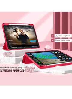 MIGOFAST IPad Pro 11 Inch Case 2024 M4 with Pencil Holder  Trifold Stand with TPU Back Shockproof Case for iPad Pro 11 2024 Support Apple Pencil Pro/USB-C Red  - Image 4