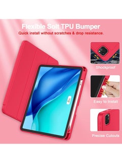 MIGOFAST IPad Pro 11 Inch Case 2024 M4 with Pencil Holder  Trifold Stand with TPU Back Shockproof Case for iPad Pro 11 2024 Support Apple Pencil Pro/USB-C Red  - Image 5