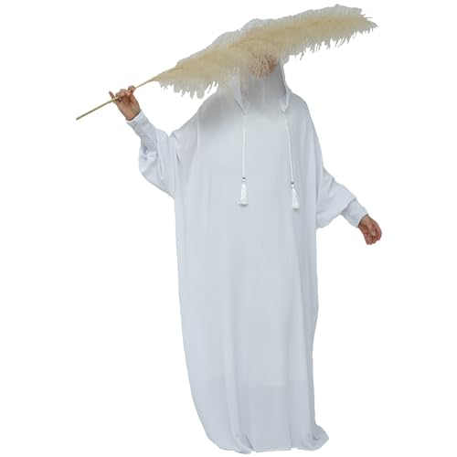 khalat Muslim Prayer Dress Abaya Solid One-Piece Hoodie Abaya Dress for Women Long Maxi Dress Islamic Dubai Jilbab White - Image 5