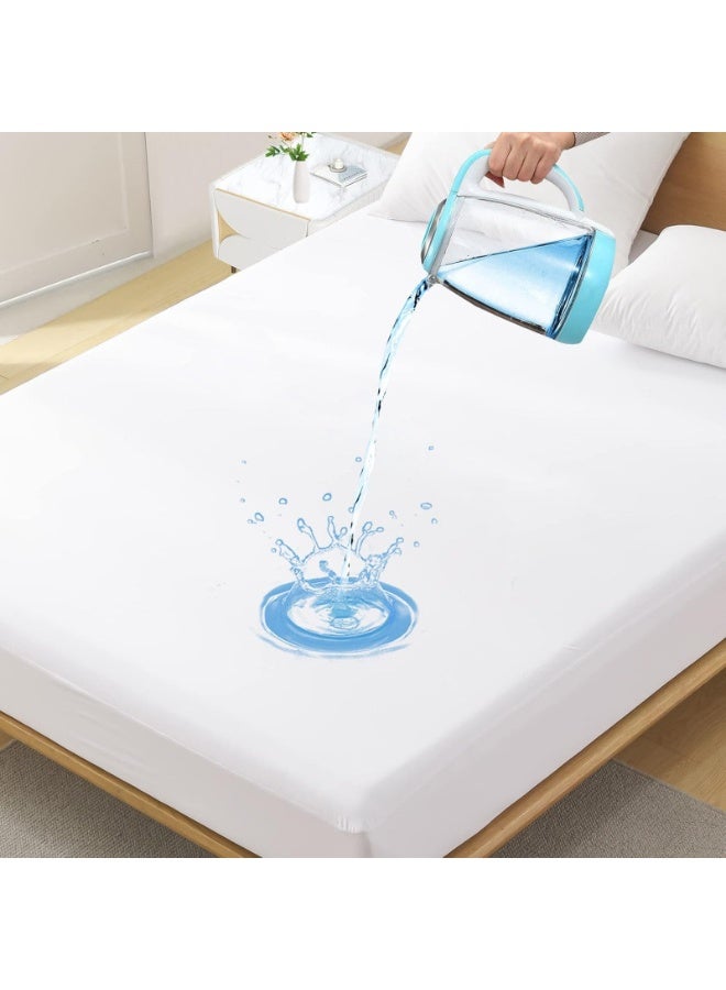Waterproof Mattress Protector,Hypoallergenic, Breathable and Dust Protector,Soft and Noiseless,99*191 cm(White) - Image 1