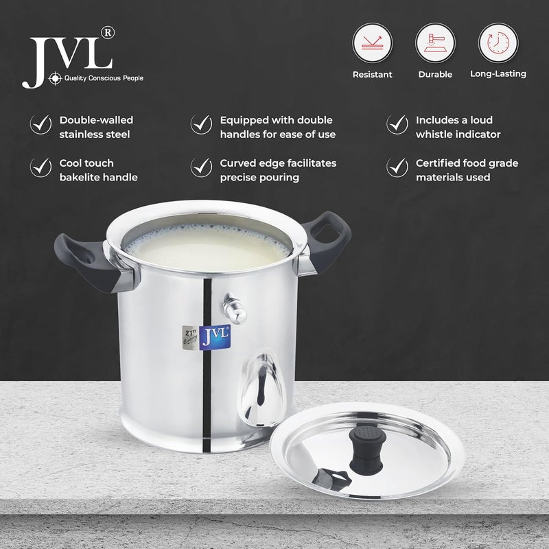 JVL Stainless Steel Double Wall Milk Boiler Storage with Double Bakelite Handle 2 Litre - Image 4