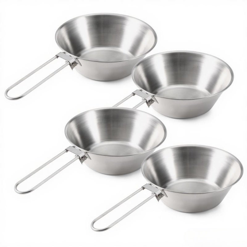 Stainless Steel Bowl 4 Inch: Super Strong Corrosion-resistant - Foldable Handle With Movable Bar Camping Bowl for Camping Hiking Backpacking Picnic Everyday Use - Image 1