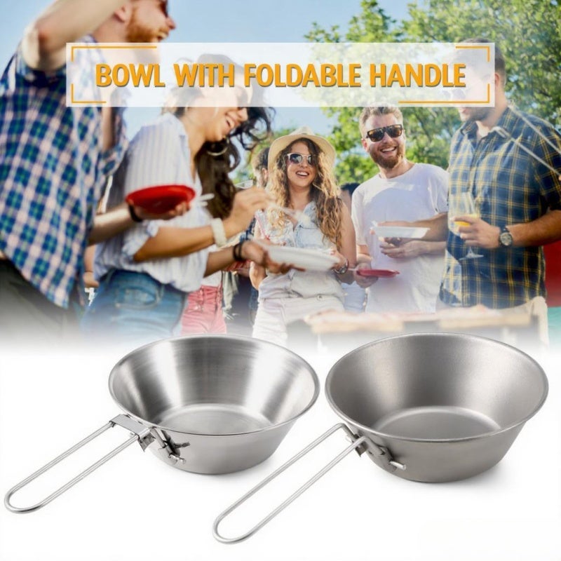 Stainless Steel Bowl 4 Inch: Super Strong Corrosion-resistant - Foldable Handle With Movable Bar Camping Bowl for Camping Hiking Backpacking Picnic Everyday Use - Image 5