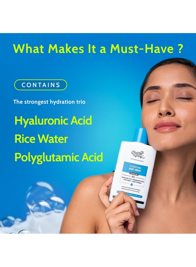 Chemist at Play Chemist at Play Hydrating Body Wash | Hyaluronic Acid Bodywash for Intense Hydration | Reduces Flakes & Itchiness | For Dry Skin | Polyglutamic Acid & Hyaluronic Acid | For Women & Men | 236ml - Image 3