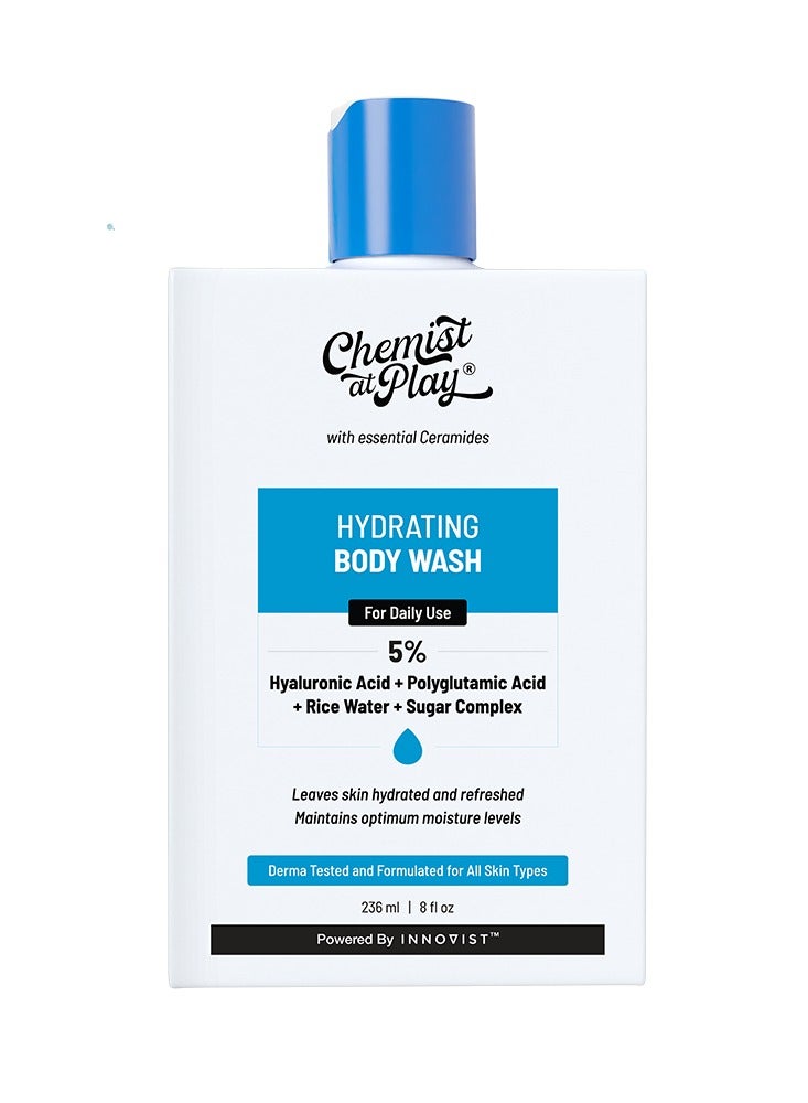 Chemist at Play Hydrating Body Wash | Hyaluronic Acid Bodywash for Intense Hydration | Reduces Flakes & Itchiness | For Dry Skin | Polyglutamic Acid & Hyaluronic Acid | For Women & Men | 236ml - Image 1