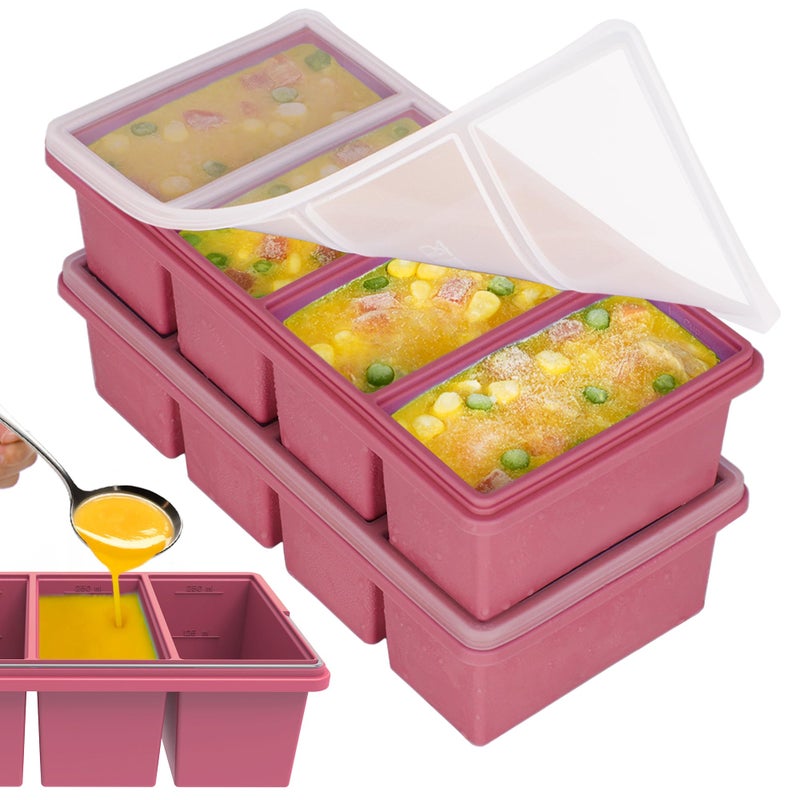 CyhHave 1 cup Silicone Freezer Trays with Lids, Soup Container Style Ice Cube Trays, Easily prepare portioned meals, Ideal for storing soups, pasta, sauces, and leftovers; dishwasher oven safe - 2-pack - Image 1
