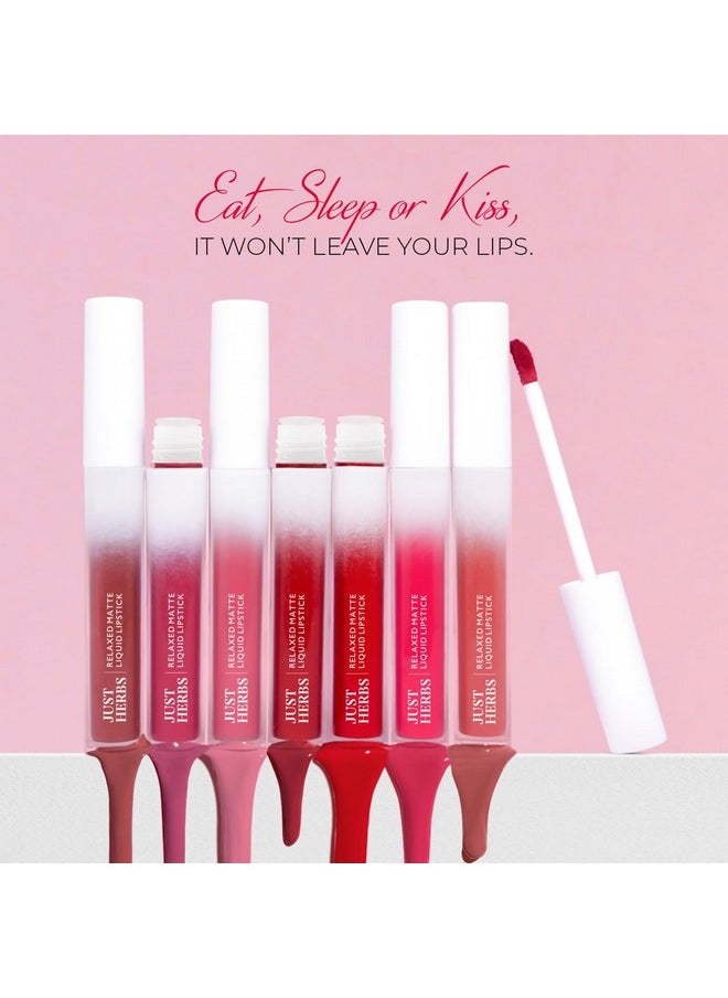 Just Herbs Relaxed Matte Liquid Lipstick Lip Colour For Women Nourishing & Long Lasting Lipsticks 4 Ml (Burgundy Bliss)  - Image 4