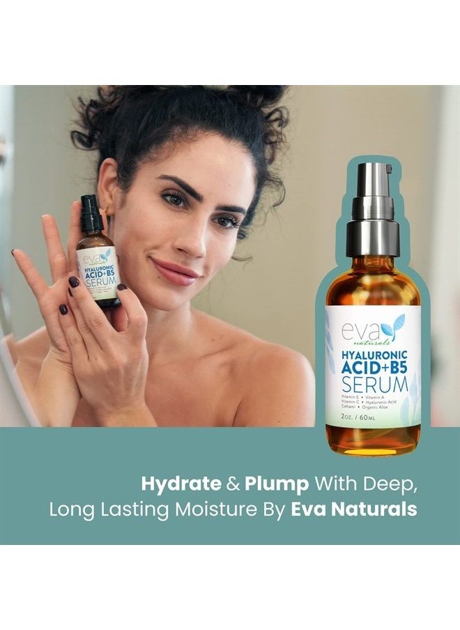 Eva Naturals Hyaluronic Acid Serum For Face With Vitamin B5 - Anti-Aging Face Serums & Anti-Wrinkle Moisturizing Serum - Hyaluronic Acid Face Serum, Plump Dry Skin - 2.0 Fl Oz (Pack of 1)  - Image 1