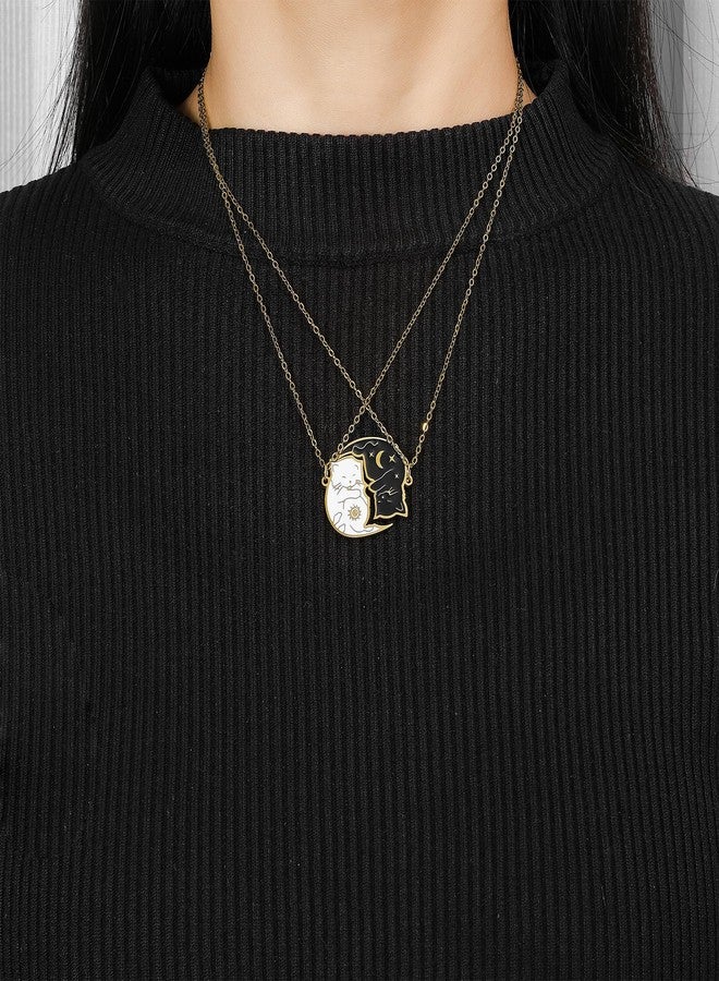 HANRESHE Cat Friend Necklace Matching Cat 2 Couple 14K Gold Plated Pendant Jewelry for Women - Image 3