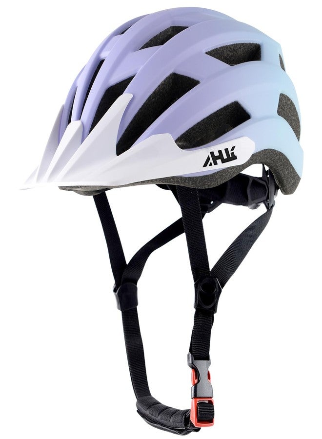 Anharluka Adult Road Bike Helmet, Men Women Adjustable Mountain Bicycle Helmet with Detachable Visor, 2 Sizes for Youth, Adult (Matte Blue-Purple L) - Image 1
