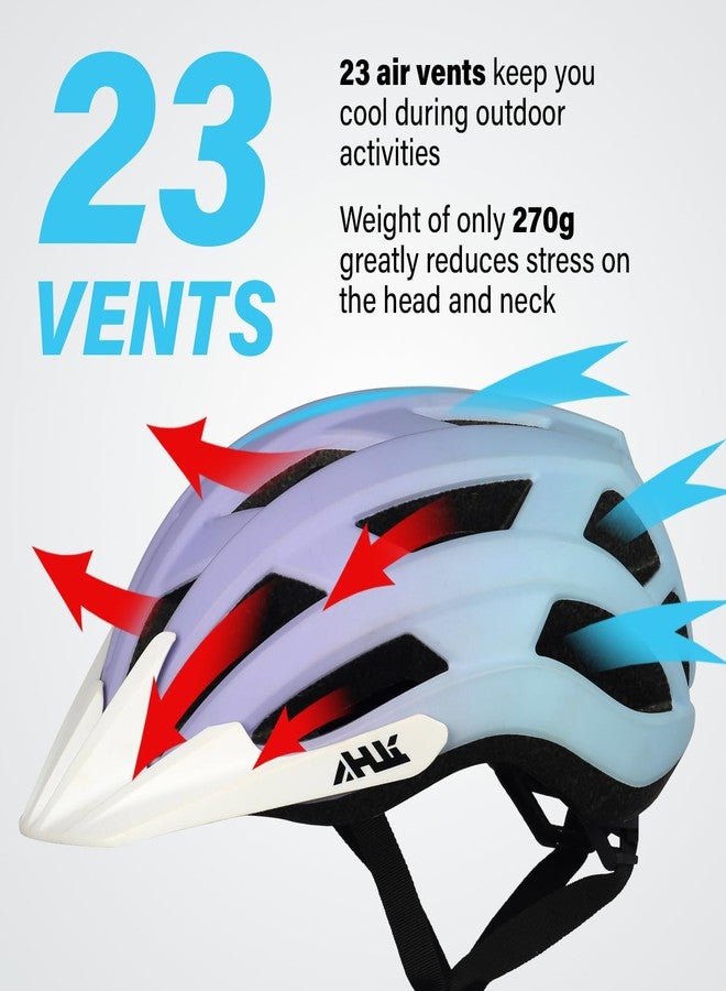 Anharluka Adult Road Bike Helmet, Men Women Adjustable Mountain Bicycle Helmet with Detachable Visor, 2 Sizes for Youth, Adult (Matte Blue-Purple L) - Image 4