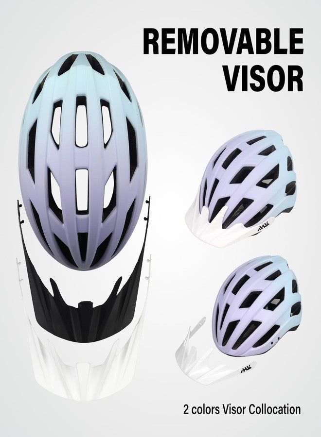 Anharluka Adult Road Bike Helmet, Men Women Adjustable Mountain Bicycle Helmet with Detachable Visor, 2 Sizes for Youth, Adult (Matte Blue-Purple L) - Image 3
