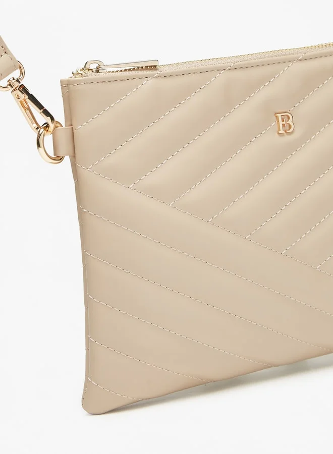 Flora Bella By Shoexpress Women Quilted Wallet With Wristlet Strap And Zip Closure