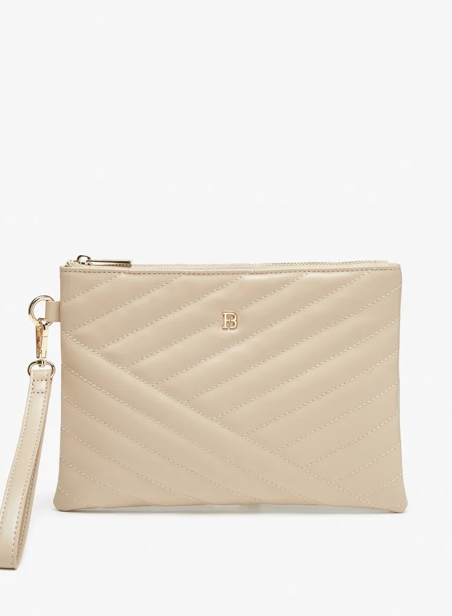 Flora Bella By Shoexpress Women Quilted Wallet With Wristlet Strap And Zip Closure