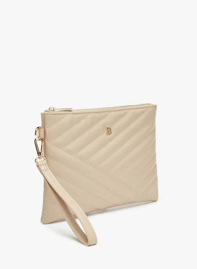 Flora Bella By Shoexpress Women Quilted Wallet With Wristlet Strap And Zip Closure