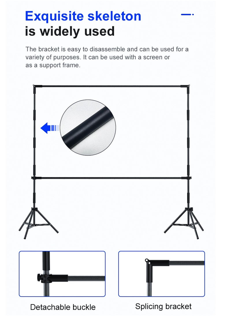 FlashHawk - Projector Screen with Stand -120 inch 16:9 4K HD Portable Outdoor Indoor Projector Screen Rear Front Projection Screen Lightweight Movie Screen with Four-Legged Frame Carry Bag for Home Theater - Image 1