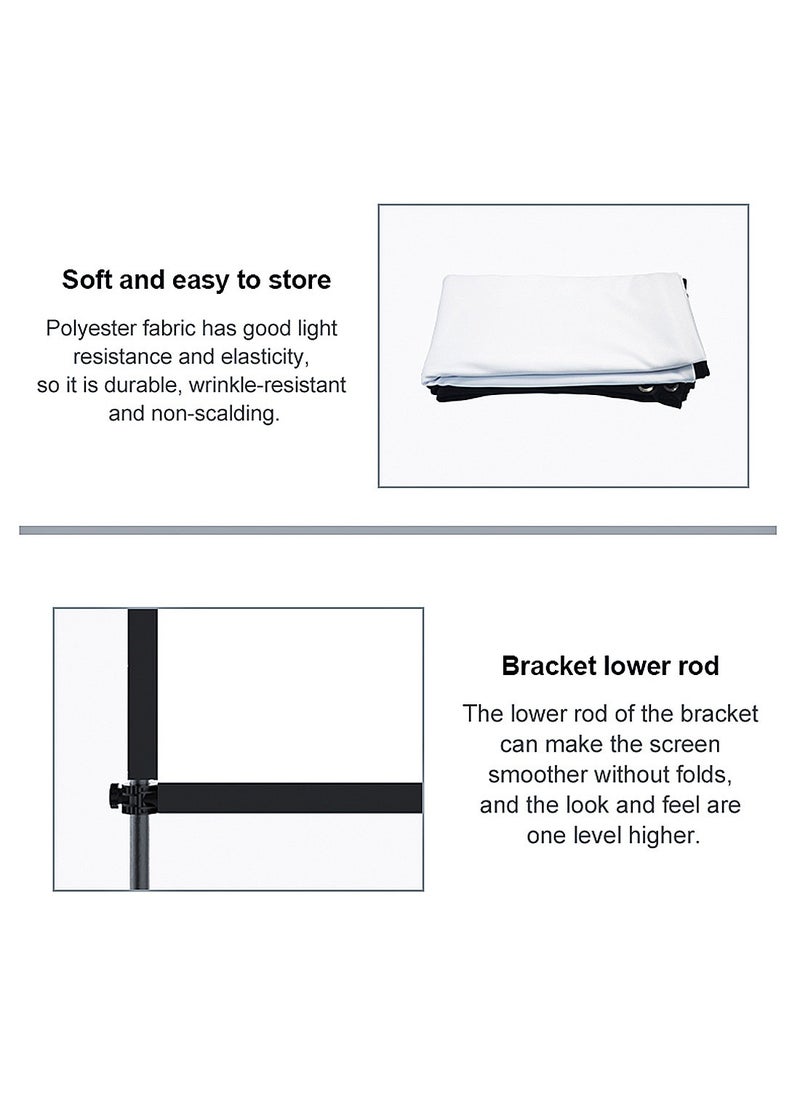 FlashHawk - Projector Screen with Stand -120 inch 16:9 4K HD Portable Outdoor Indoor Projector Screen Rear Front Projection Screen Lightweight Movie Screen with Four-Legged Frame Carry Bag for Home Theater - Image 1