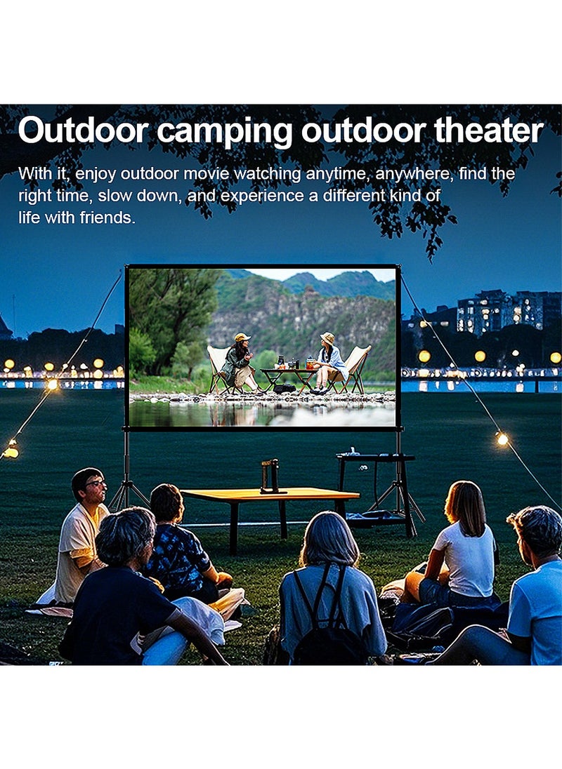 FlashHawk - Projector Screen with Stand -120 inch 16:9 4K HD Portable Outdoor Indoor Projector Screen Rear Front Projection Screen Lightweight Movie Screen with Four-Legged Frame Carry Bag for Home Theater - Image 1