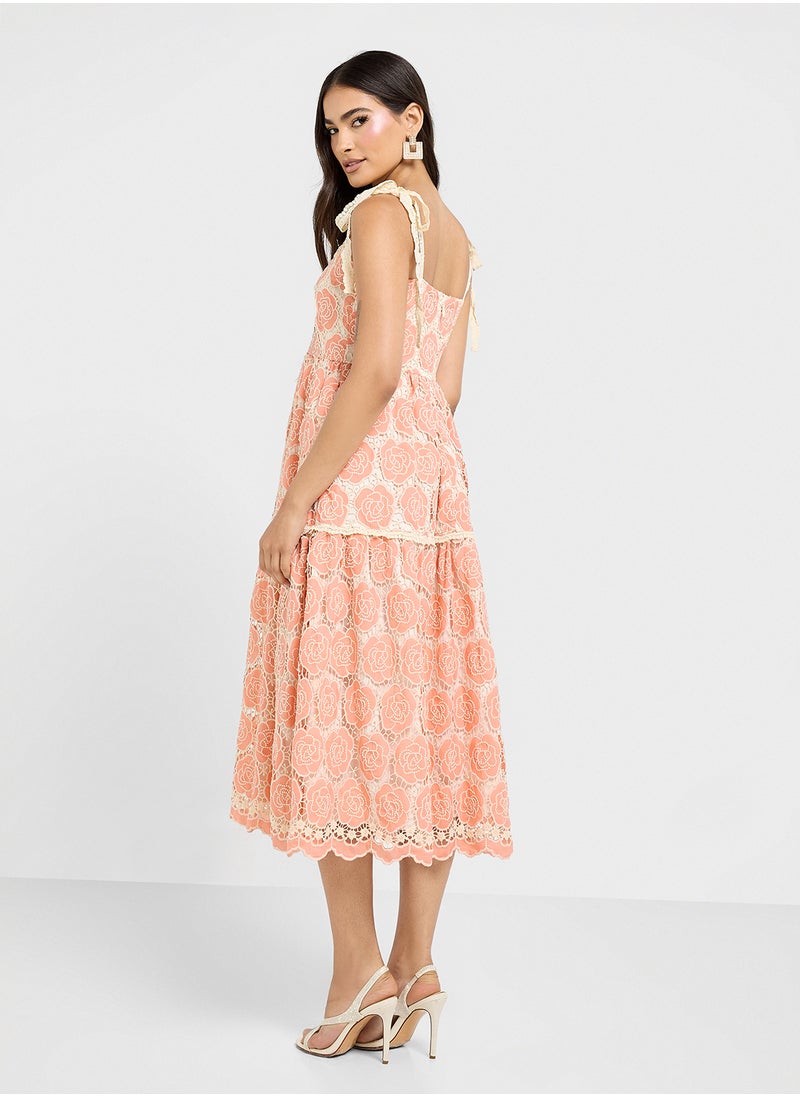 Just Me - Printed V-Neck Tiered Dress - Image 1