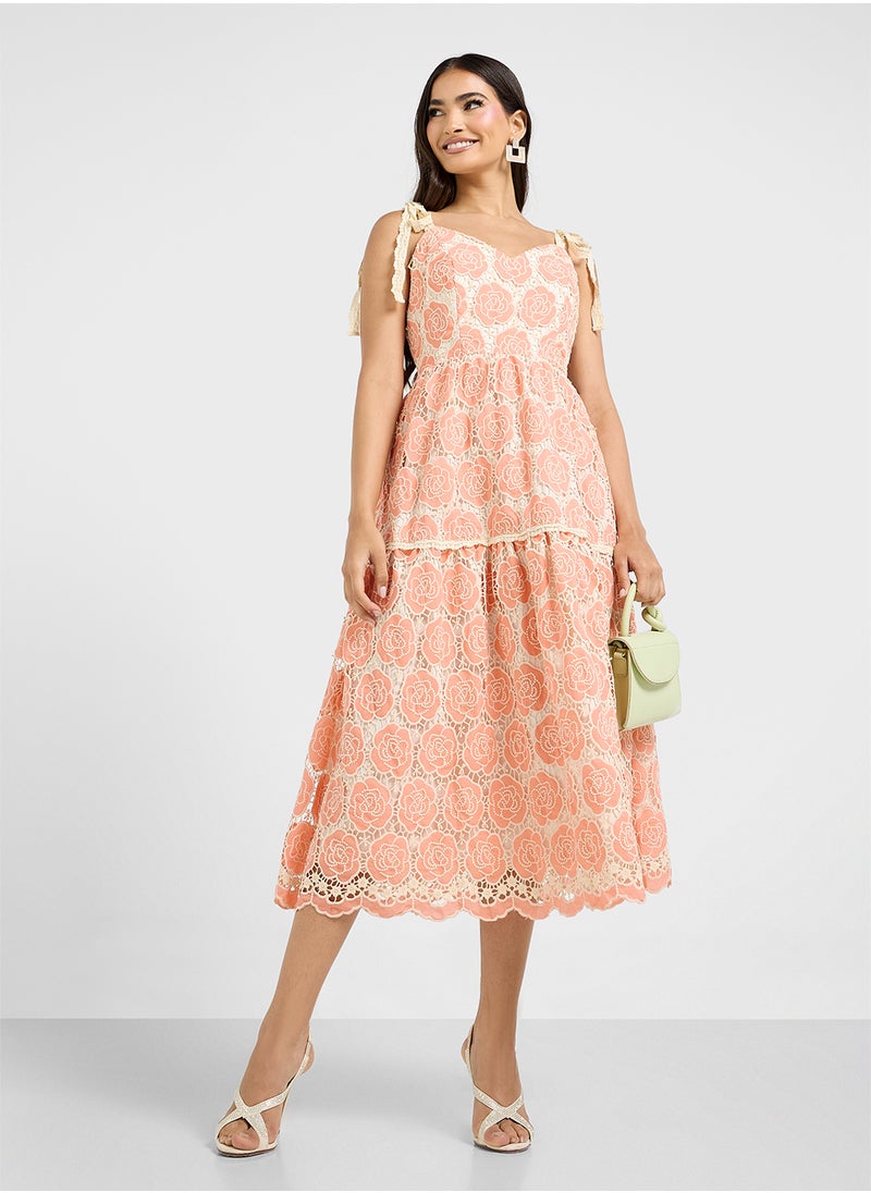 Just Me - Printed V-Neck Tiered Dress - Image 1