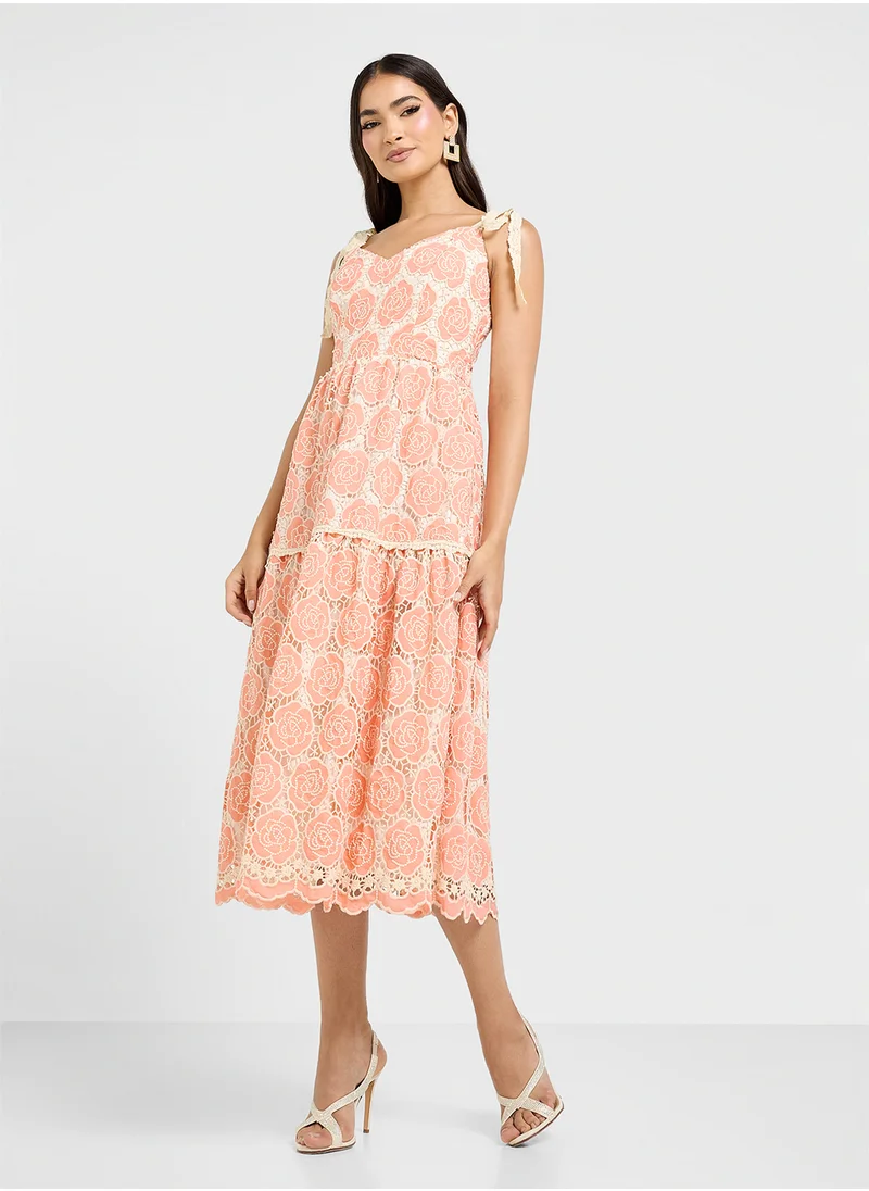 جاست مي Printed V-Neck Tiered Dress