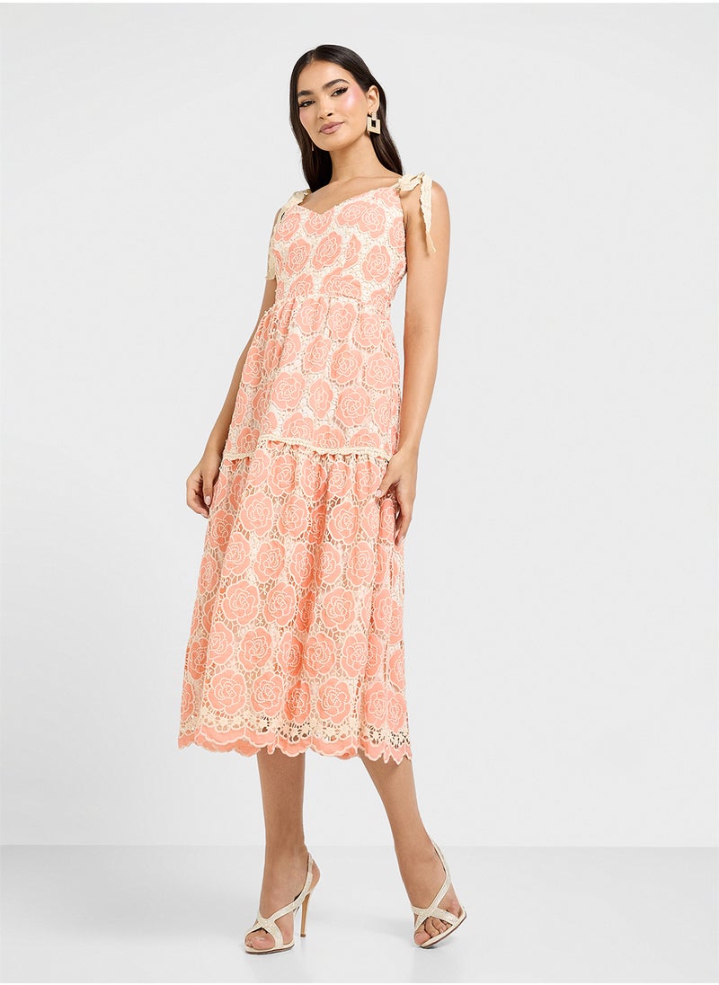 Just Me - Printed V-Neck Tiered Dress - Image 1