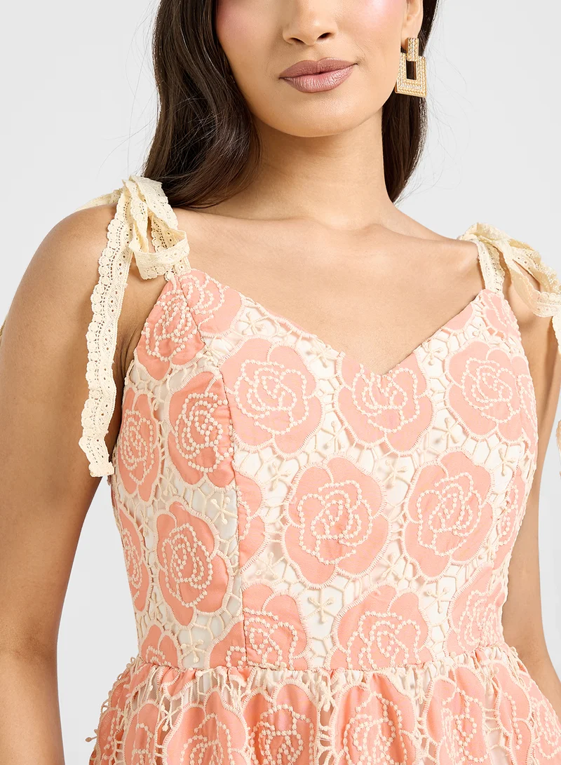 Just Me Floral Lace Midi Dress