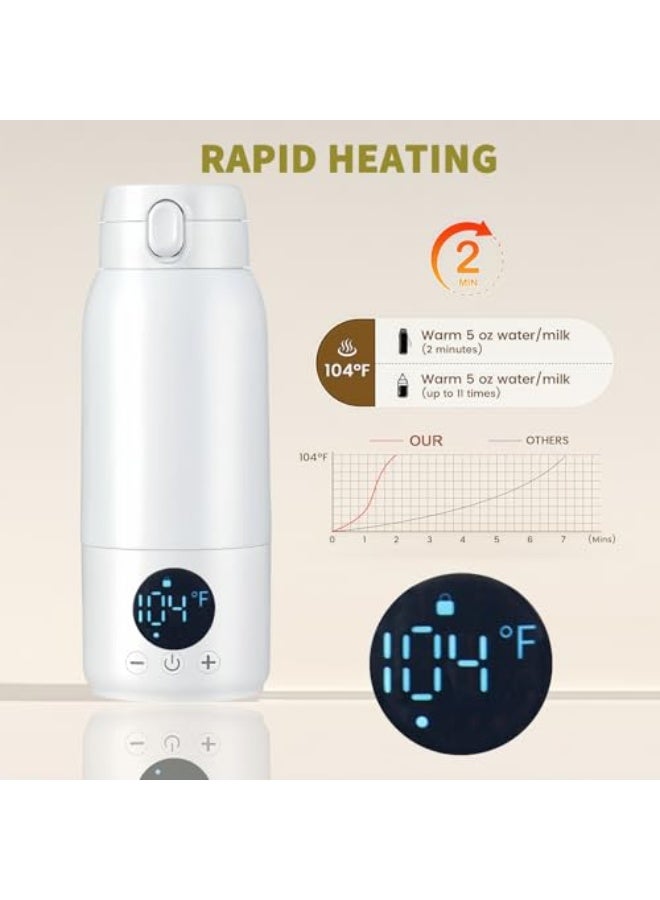 Portable Bottle Warmer for Travel–17oz Large Capacity,30W Fast Charging,Fast Heating for Breast Milk,Formula&Water–Travel Bottle Warmer for Baby,Perfect for Outdoor,Car& On-The-Go Use - Image 2