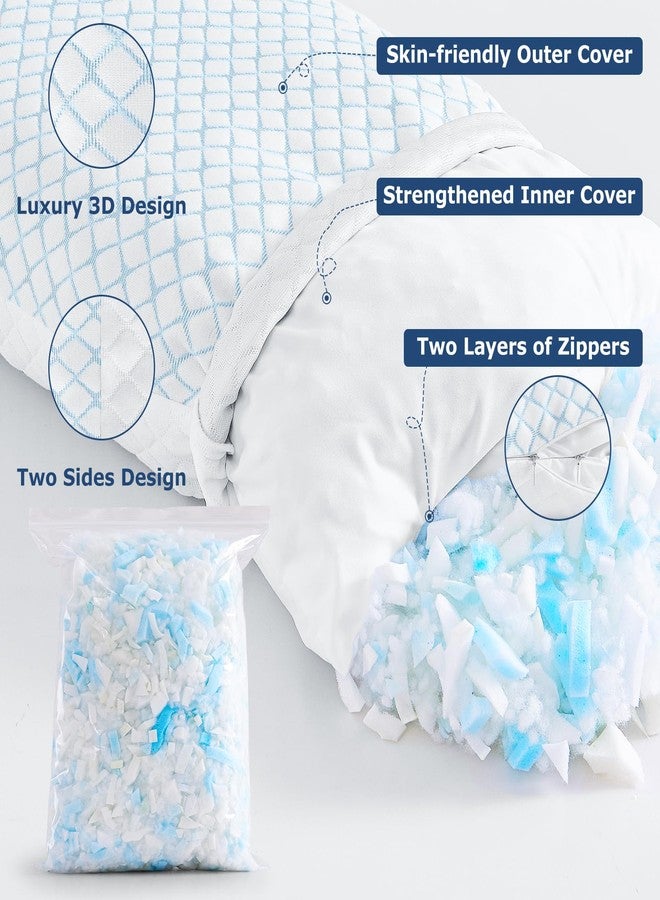 mislili Cooling Pillows Queen Size Set of 2, Adjustable Firm Shredded Memory Foam Queen Pillow, Queen Size Pillows for Stomach Back Side Sleepers, Washable Cover, with Extra Fill - Image 3