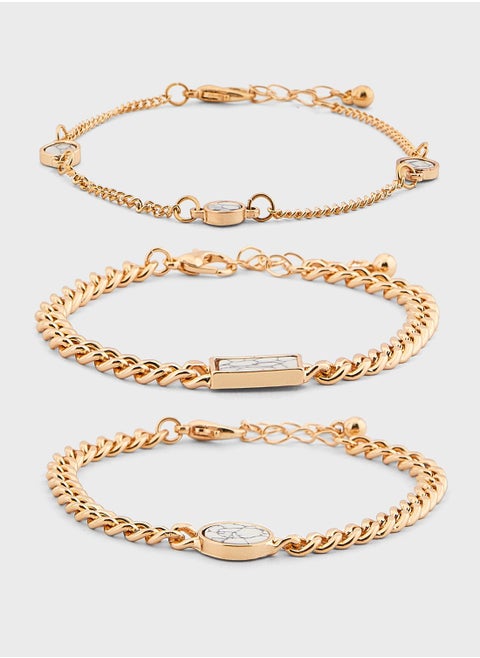 Multipack Marble Detail Bracelets